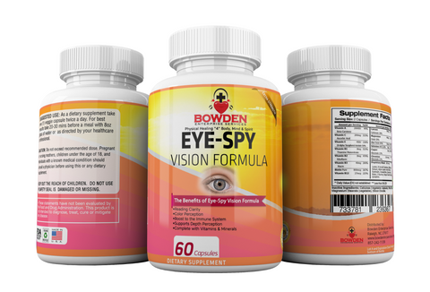 "EYE-SPY" Vision Function Formula Including Lutein & Zeaxanthin for EYE HEALTH Immune System Boost Color Perception Vitamins & Minerals w/ B12 Bilberry