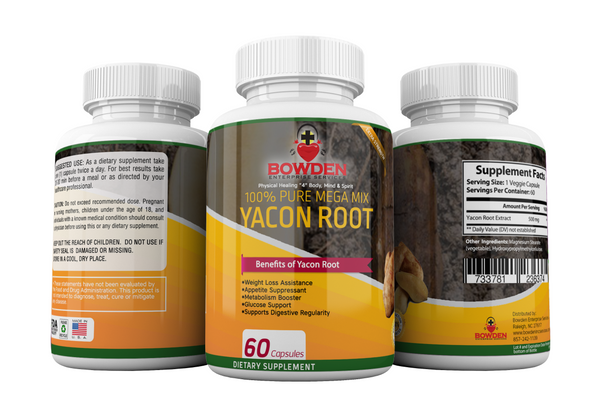 Yacon Root Pure Organic Mega Mix All NATURAL #1 Detox & Toxin Cleanse Weight Loss Management Prebiotioc & Probiotic Supplement Helps Support Colon Kidney Stones Bladder Issues 60 Vegan Capsules