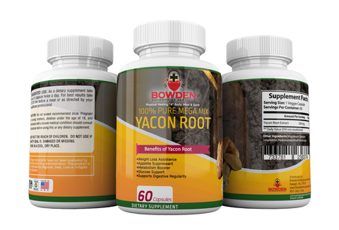 Yacon Root Pure Organic Mega Mix All NATURAL #1 Detox & Toxin Cleanse Weight Loss Management Prebiotioc & Probiotic Supplement Helps Support Colon Kidney Stones Bladder Issues 60 Vegan Capsules